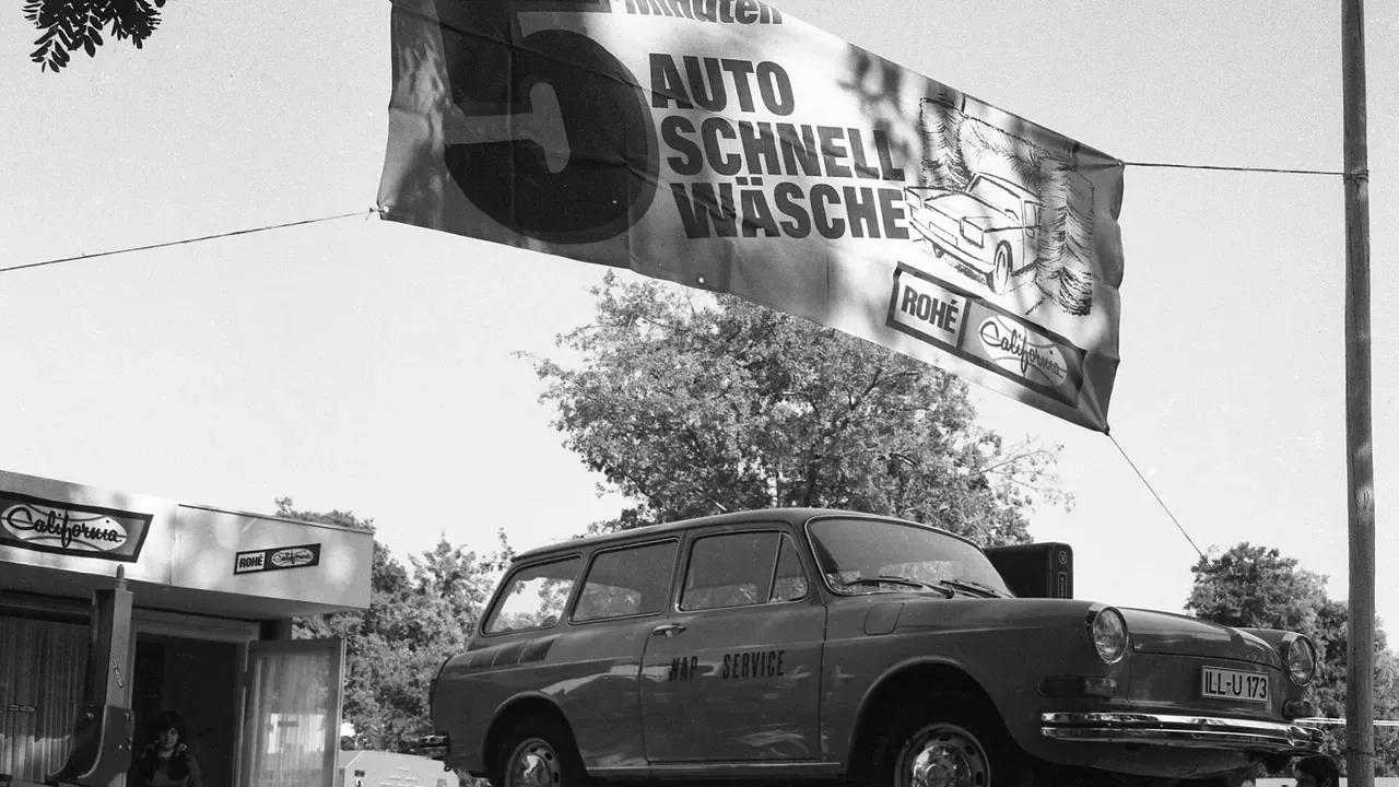 A historic outdoor display for automated car-wash equipment