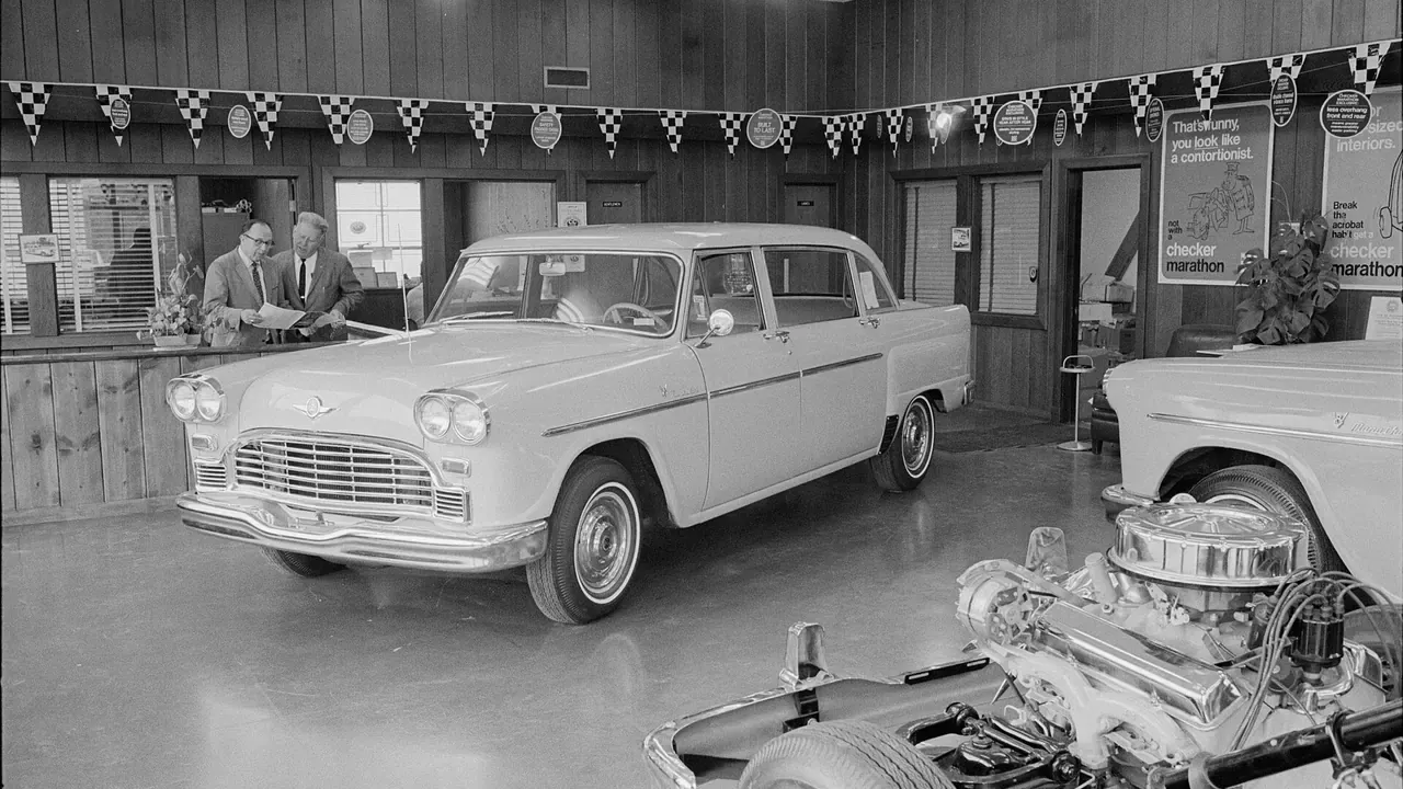 The showroom floor of a historic car dealership
